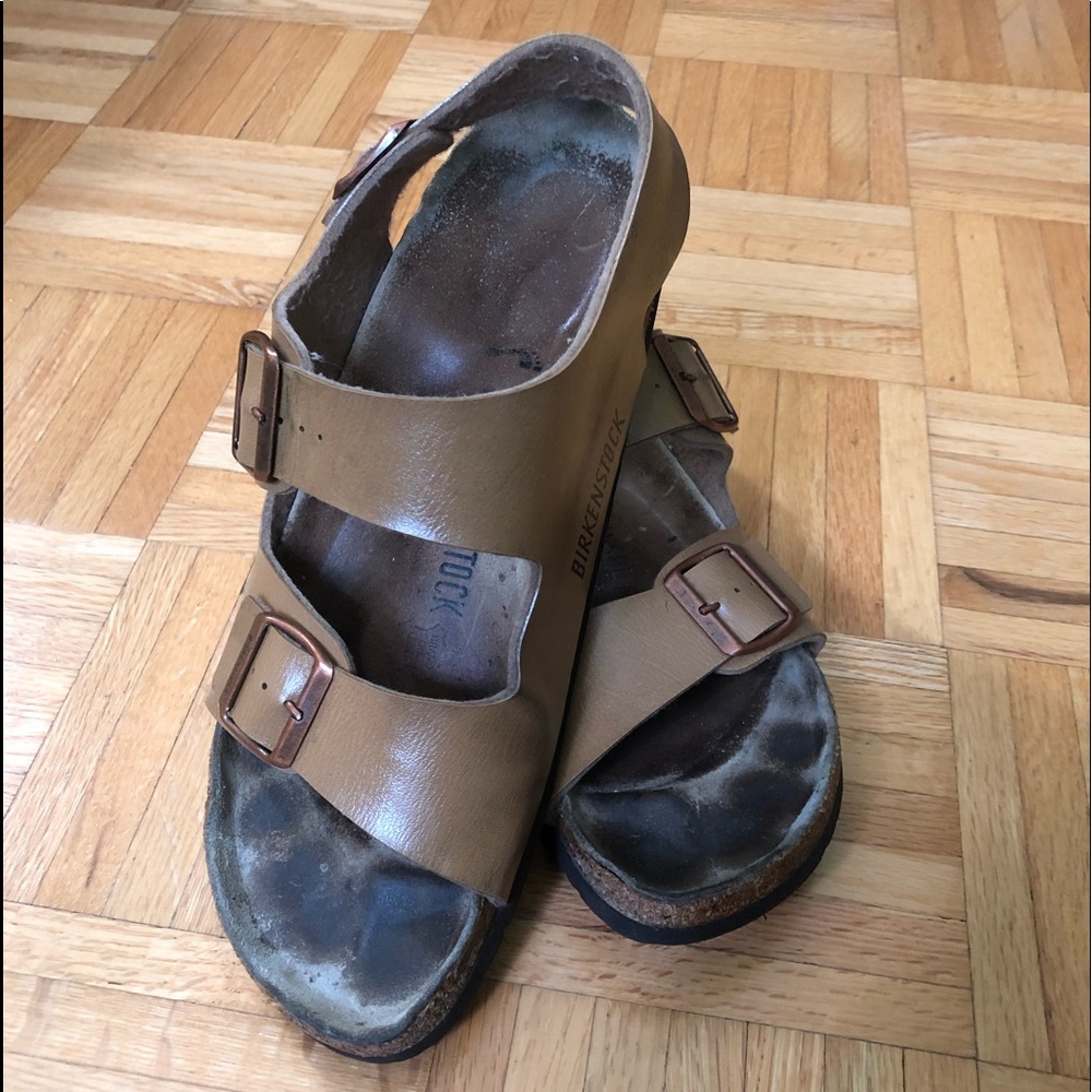 Tan Birkenstock sandals